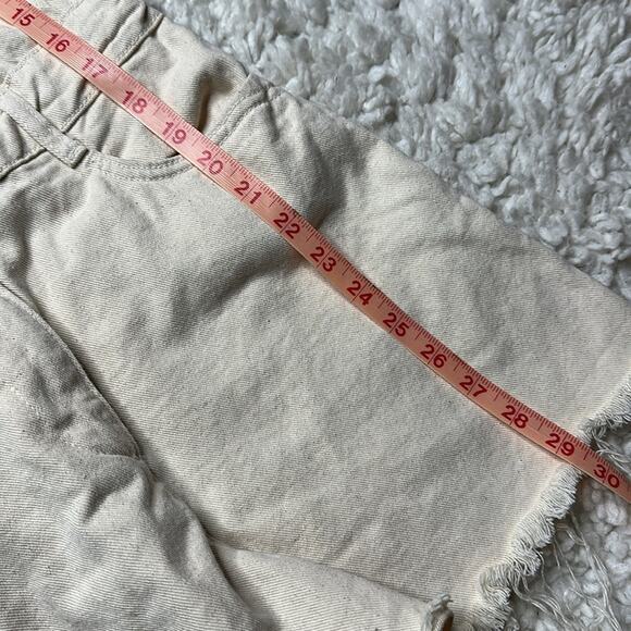 Zara Off-White Denim Jacket Button Front Romper Jumpsuit Neutral Raw Hem - Picture 5 of 9